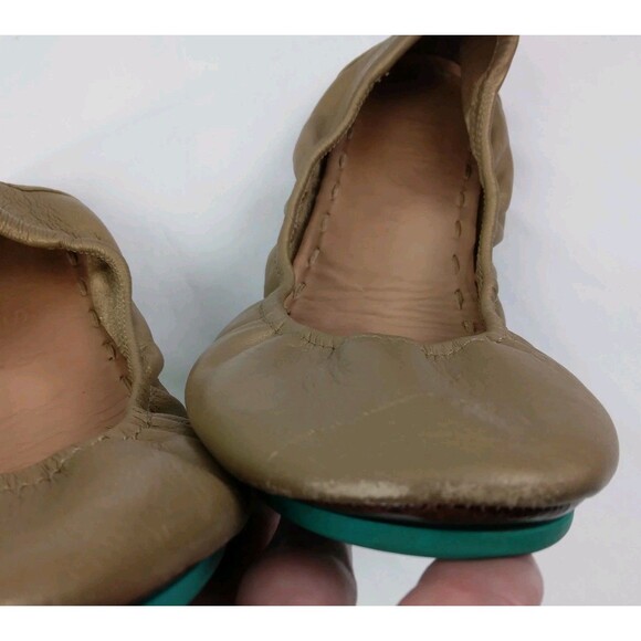 Tieks By Gavrieli Metallic Gold Ballet Flats Leather Teal Accents Women's Size 9 - Picture 10 of 12